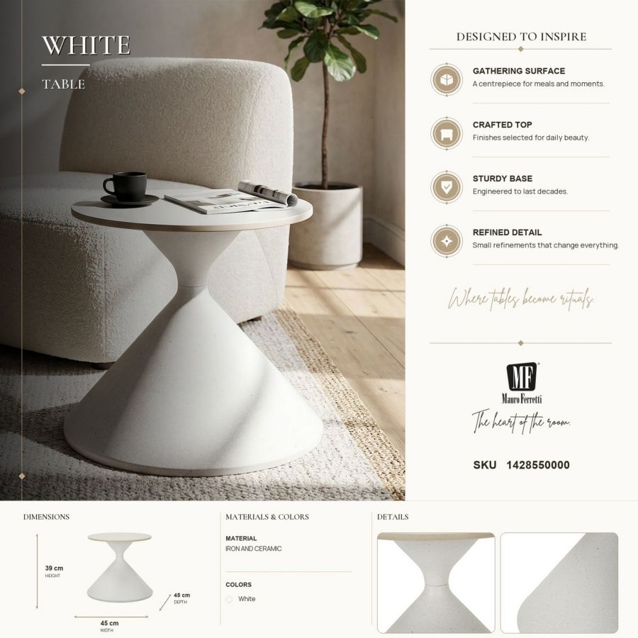 Tafel White Ø 42×40 cm