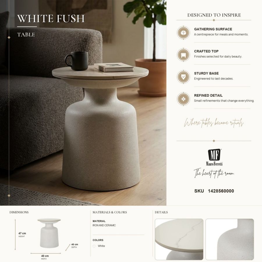 Tafel White Fush Ø 40×47 cm