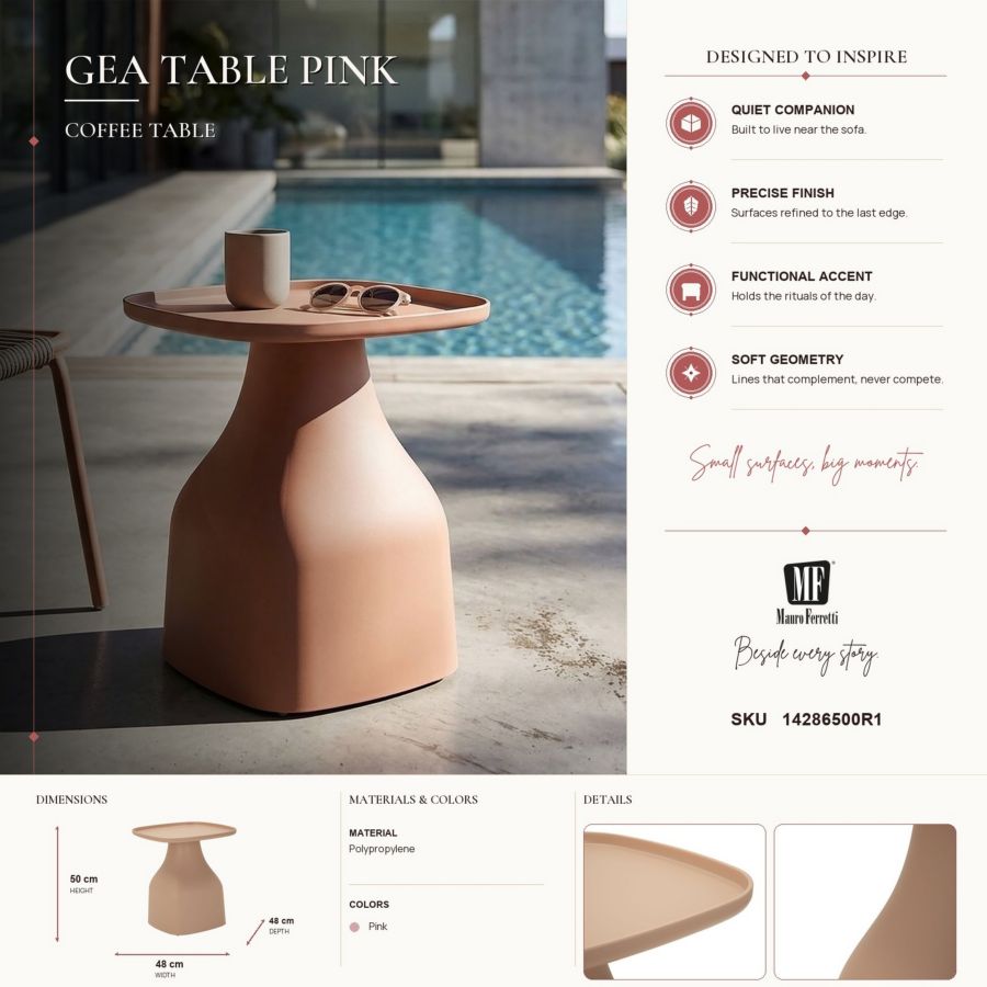 Salontafel Gea Table Pink 48×48×50 cm