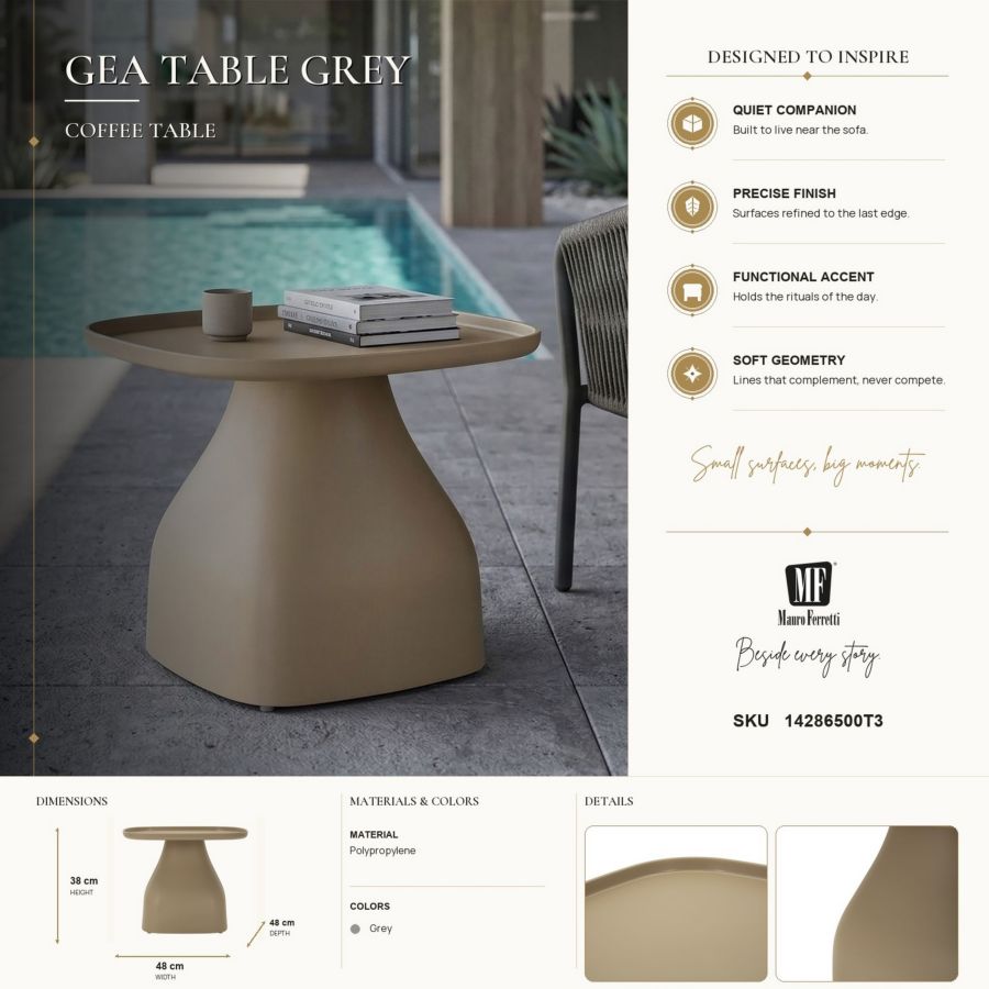 Salontafel Gea Table Grey 48×48×38 cm