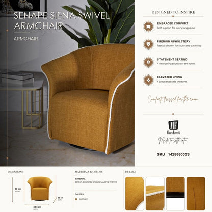 Fauteuil Senape Siena Swivel Armchair 83,5×66×80 cm
