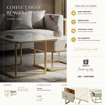 Salontafel Coffee Tables Beautry Set 2 Pcs 70×70×48 cm