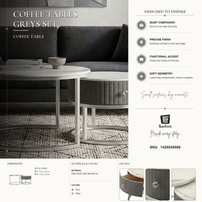Salontafel Coffee Tables Greys Set 2 Pcs Ø 70×45 cm