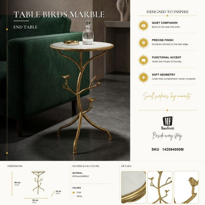 Tafel Birds Marble Ø 38×60 cm