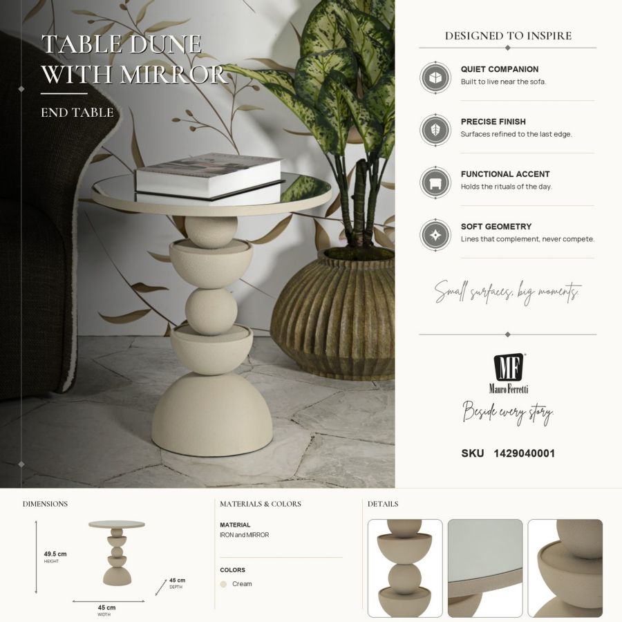 Tafel Dune With Mirror Ø 45×49,5 cm