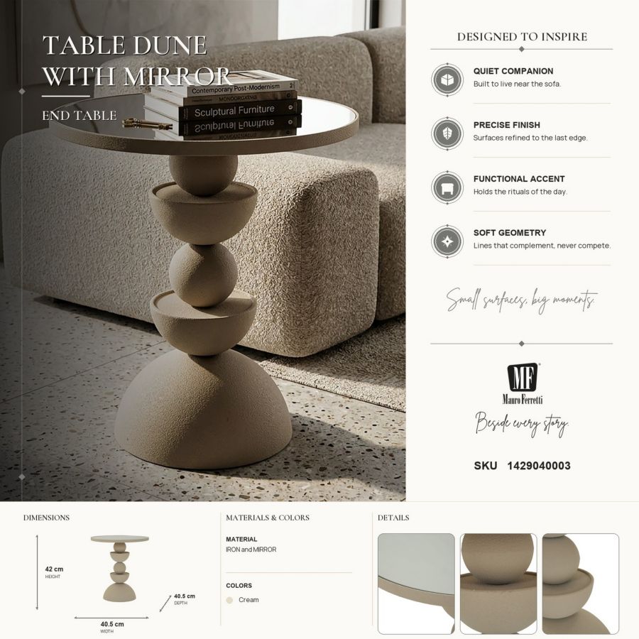 Tafel Dune With Mirror Ø 40,5×42 cm