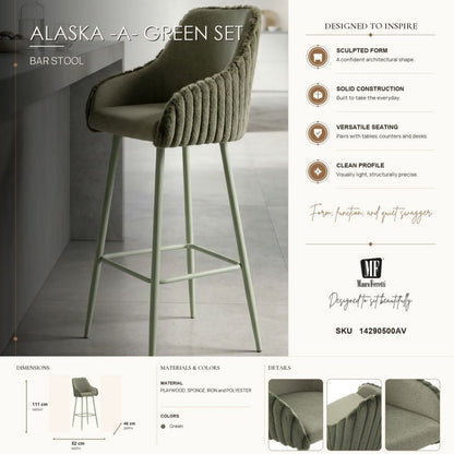 Barkruk Alaska -a- Green Set 2 Pcs 52×46×111 cm