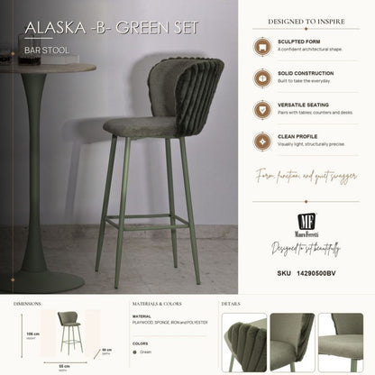 Barkruk Alaska -b- Green Set 2 Pcs 55×58×106 cm