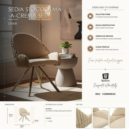 Stoel Sedia Stoccolma -a-crema Set 2 Pz 58×53×85 cm