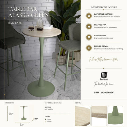 Tafel Bar Alaska Green Ø 60×106 cm