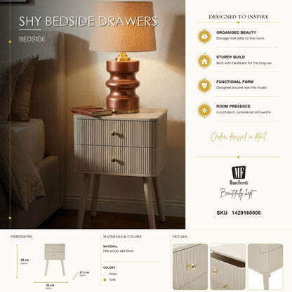 Nachtkastje Shy Bedside 2 Drawers 34×37,5×59 cm