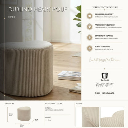 Poef Dublino Heart Pouf 49×45×42 cm