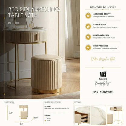 Nachtkastje Bed Side/dressing Table With Pouf Pok Ø 52×70 cm