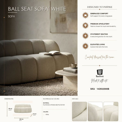 Bank Ball 2 Seat Sofa' White 145×80×69 cm