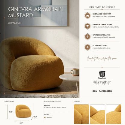 Fauteuil Ginevra Armchair Mustard 81×78×64 cm