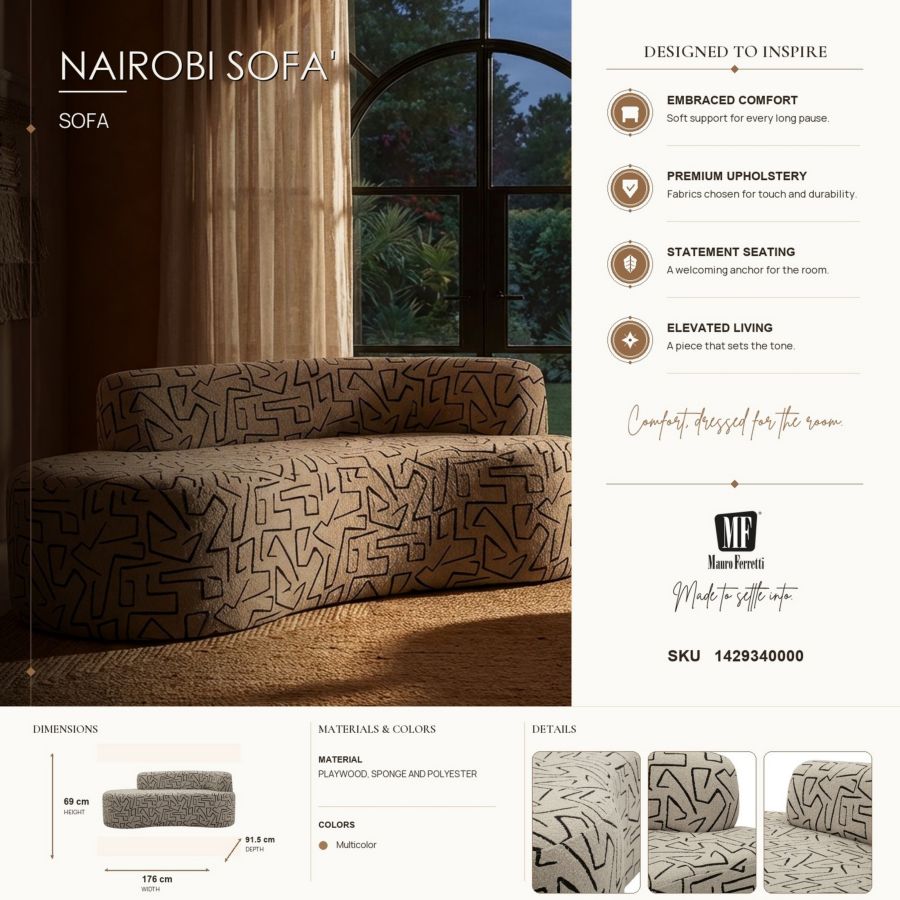 Bank Nairobi Sofa' 176×91,5×69 cm