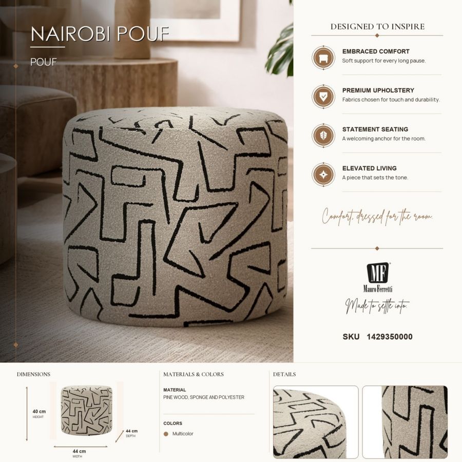 Poef Nairobi Pouf Ø 44×40 cm
