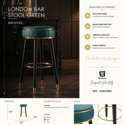 Barkruk London Bar Stool Green Ø 38×74 cm