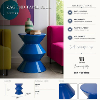 Bijzettafel Zag End Table Blue Ø 37,5×45 cm