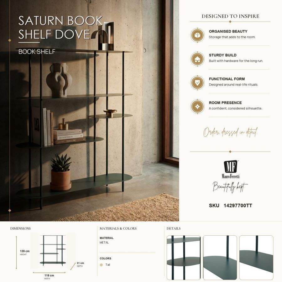 Boekenkast Saturn Book Shelf Dove Tealcm 118x31x139