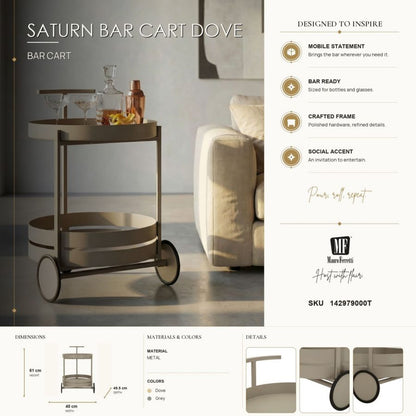 Decoratie Saturn Bar Cart Dove Grey 40×49,5×61 cm