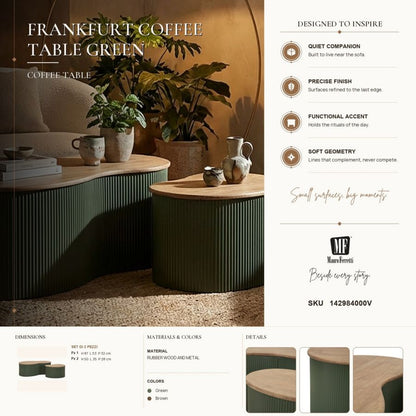 Salontafel Frankfurt Coffee Table Green Set 2 Pcs 87×53×32 cm