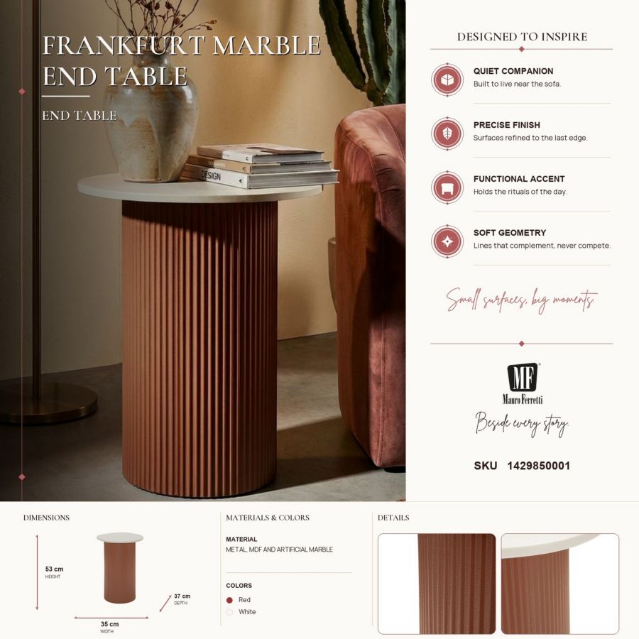 Bijzettafel Frankfurt Marble End Table 35×37×53 cm