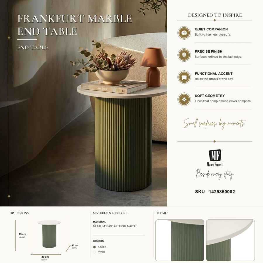 Bijzettafel Frankfurt Marble End Table 40×42×45 cm