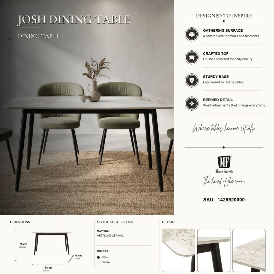 Eettafel Josh Dining Table 138×78×76 cm