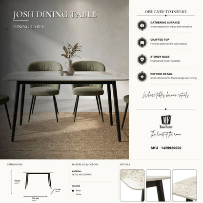 Eettafel Josh Dining Table 138×78×76 cm