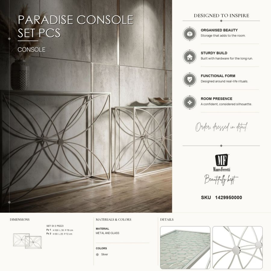 Consoletafel Paradise Console Set 2 Pcs 100×30×78 cm
