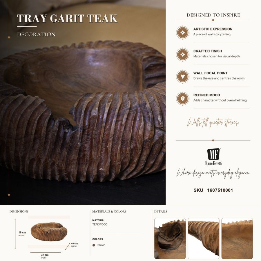 Dienblad Garit Teak 37×40×16 cm