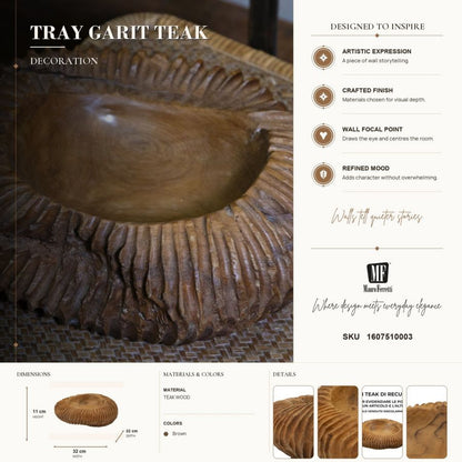 Dienblad Garit Teak Ø 32×11 cm