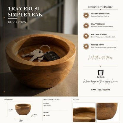 Dienblad Erusi Simple Teak Ø 15×9,5 cm
