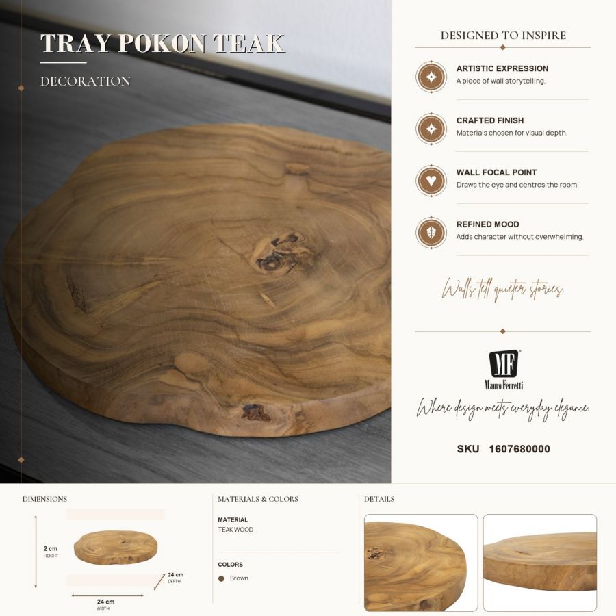 Dienblad Pokon Teak Ø 25×2 cm
