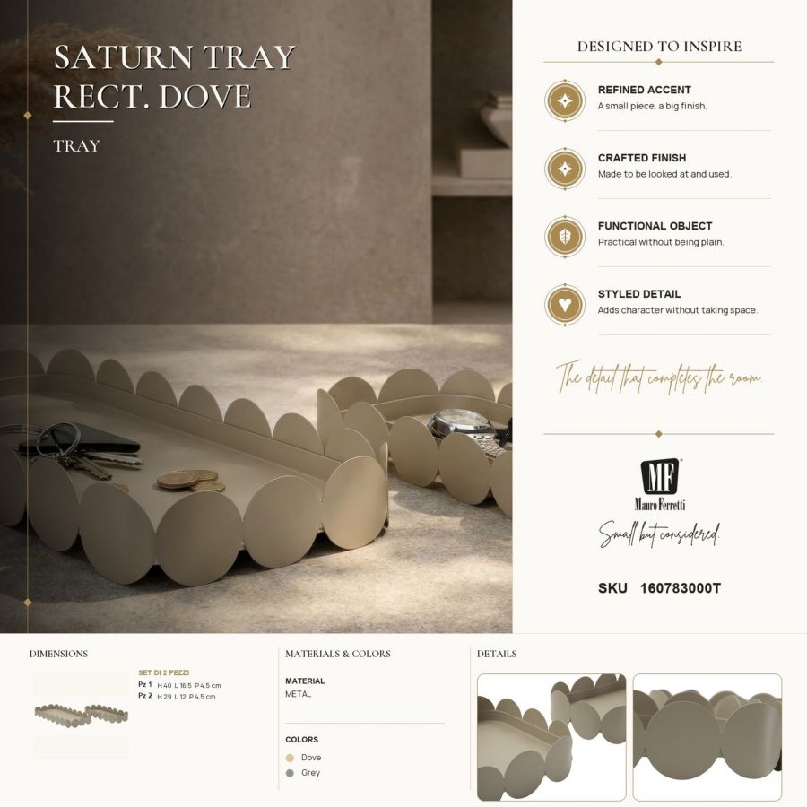 Dienblad Saturn Tray Rect. Dove Grey Set 2 Pcs 40×16,5×4,5 cm
