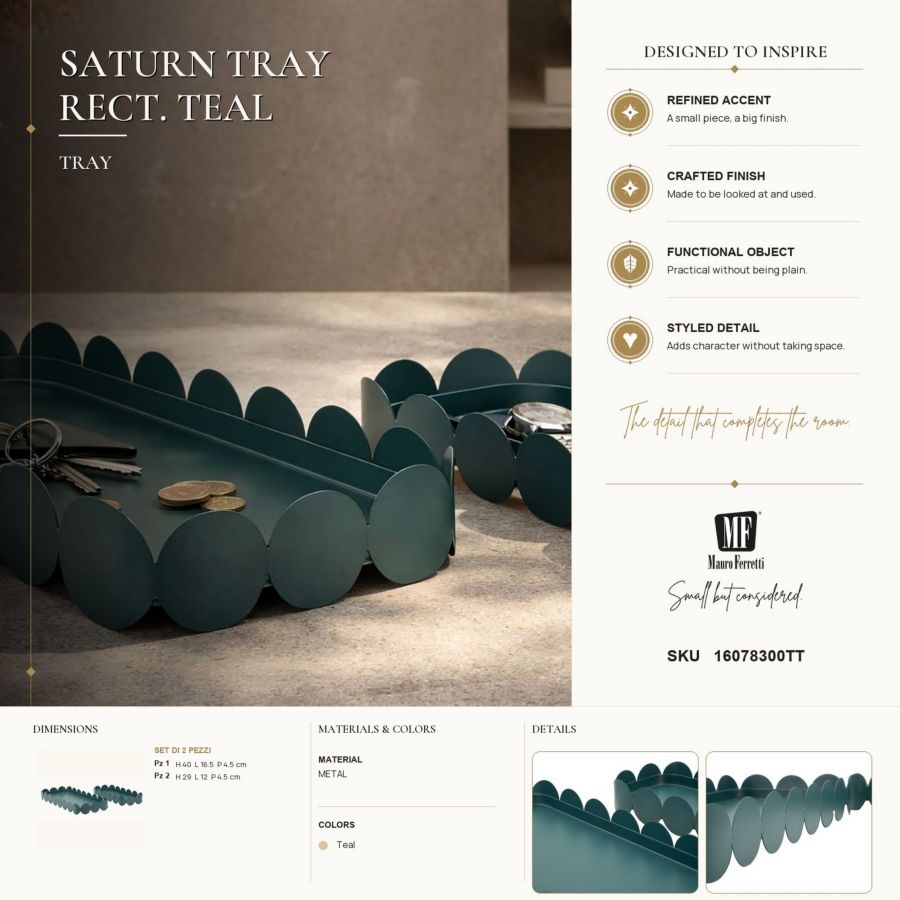 Dienblad Saturn Tray Rect. Teal Set 2 Pcs 40×16,5×4,5 cm