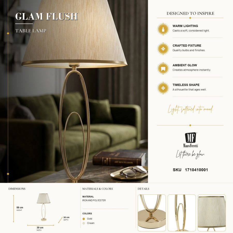 Tafellamp Glam Flush Ø 30×58 cm