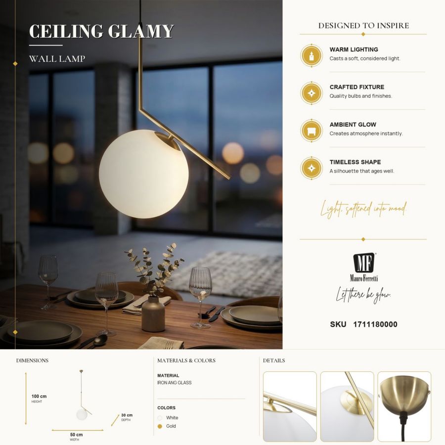 Wandlamp Glamy 50×30×100 cm