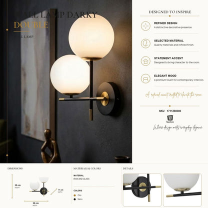 Wandlamp Darky Double 30×17×35 cm