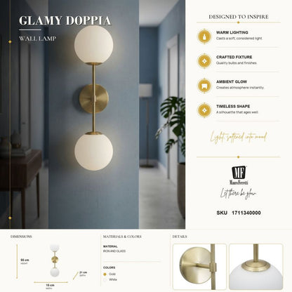 Wandlamp Glamy Doppia 15×21×55 cm