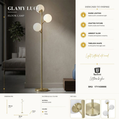 Vloerlamp Glamy 3 Luci Ø 36×190 cm