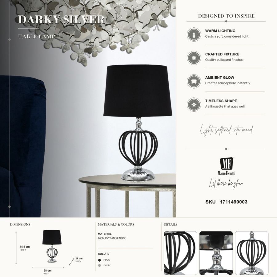 Tafellamp Darky Silver Ø 28×44,5 cm