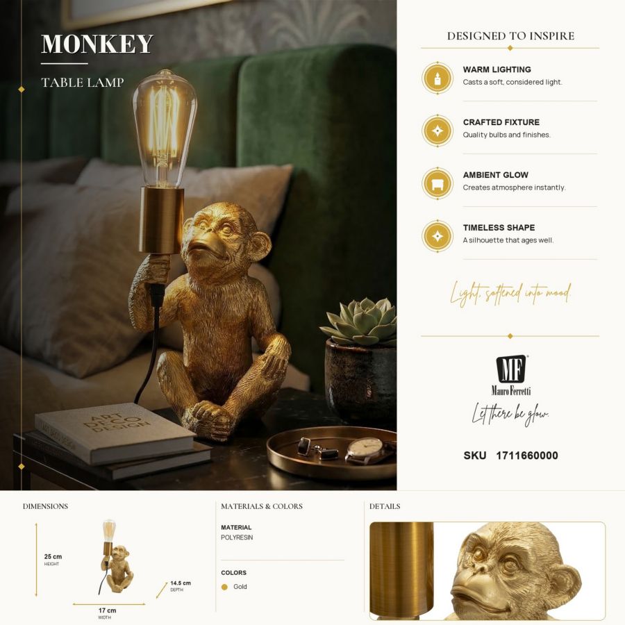 Tafellamp Monkey 17×14,5×25 cm