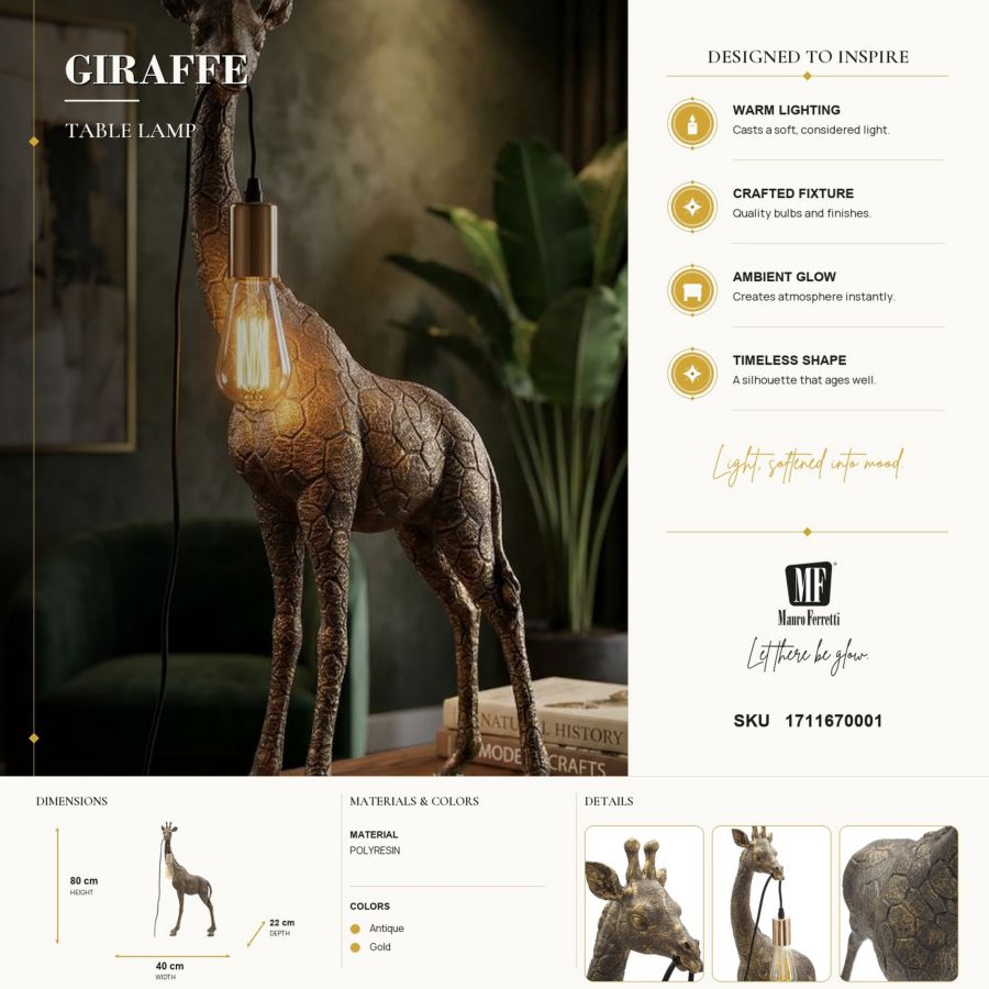 Tafellamp Giraffe 40×22×80 cm