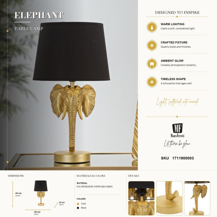 Tafellamp Elephant Ø 25×43 cm