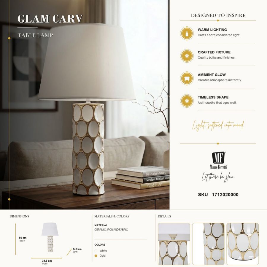 Tafellamp Glam Carv Ø 34,5×56 cm