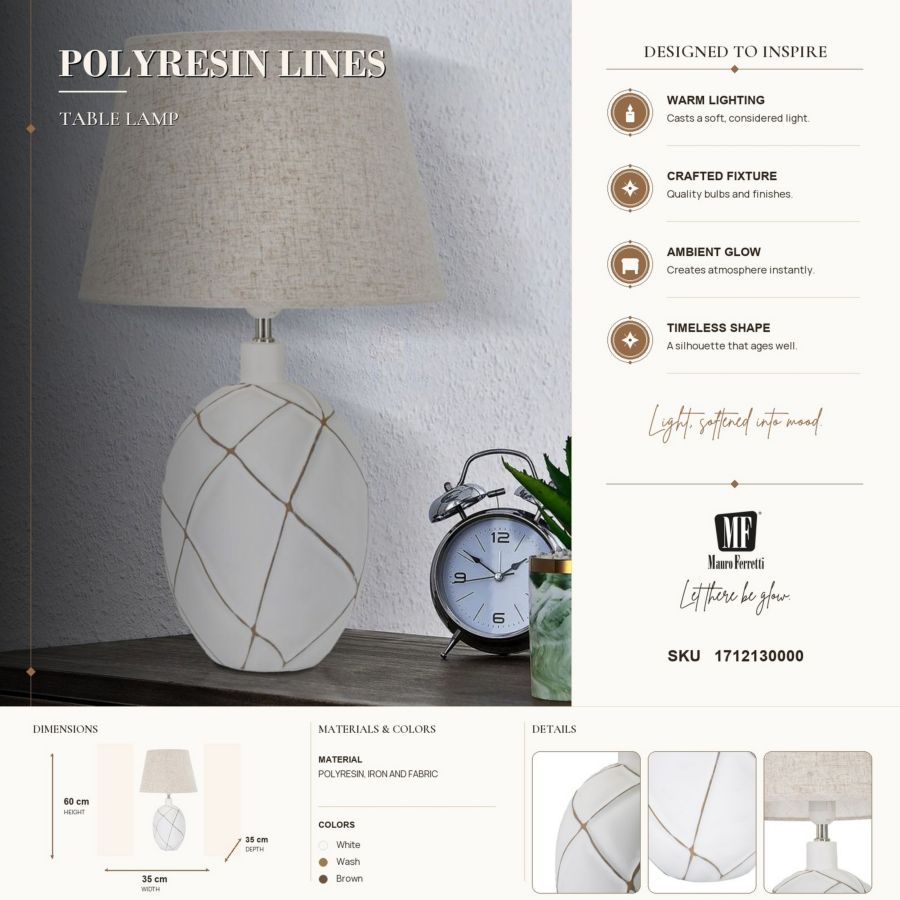 Tafellamp Polyresin Lines Ø 35×60 cm