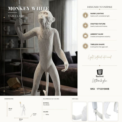 Tafellamp Monkey White Ø 26×34×55 cm