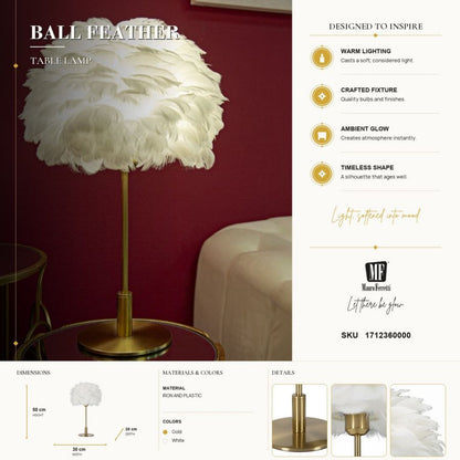 Tafellamp Ball Feather Ø 30×50 cm